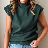 Sleeveless Tapered Mock Neck