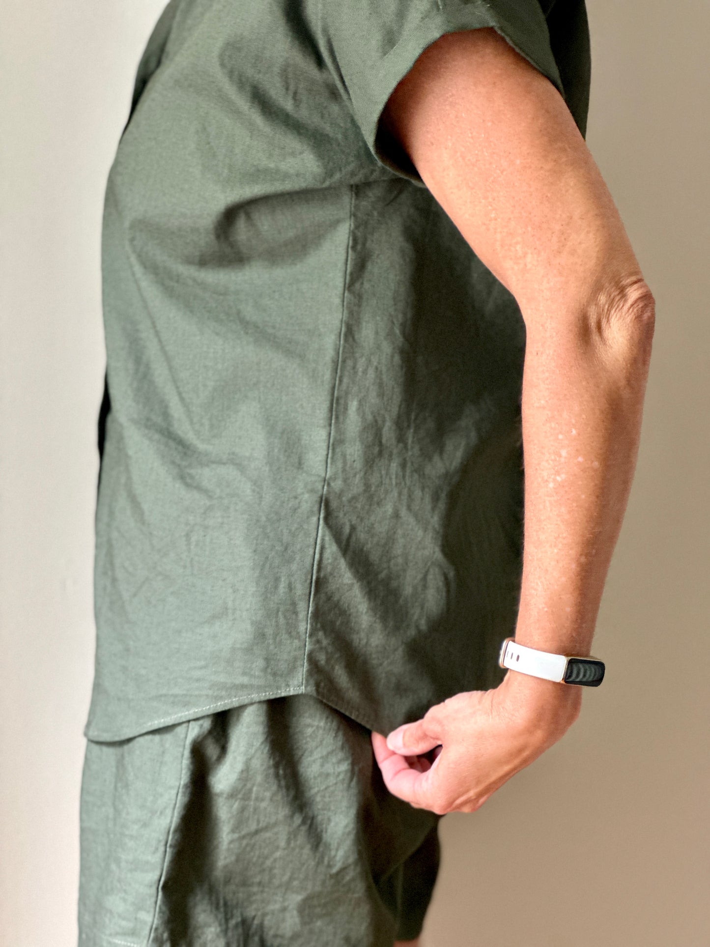 Linen Button-Up Shirt and Shorts