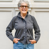 Ruffle Button-Front Blouse