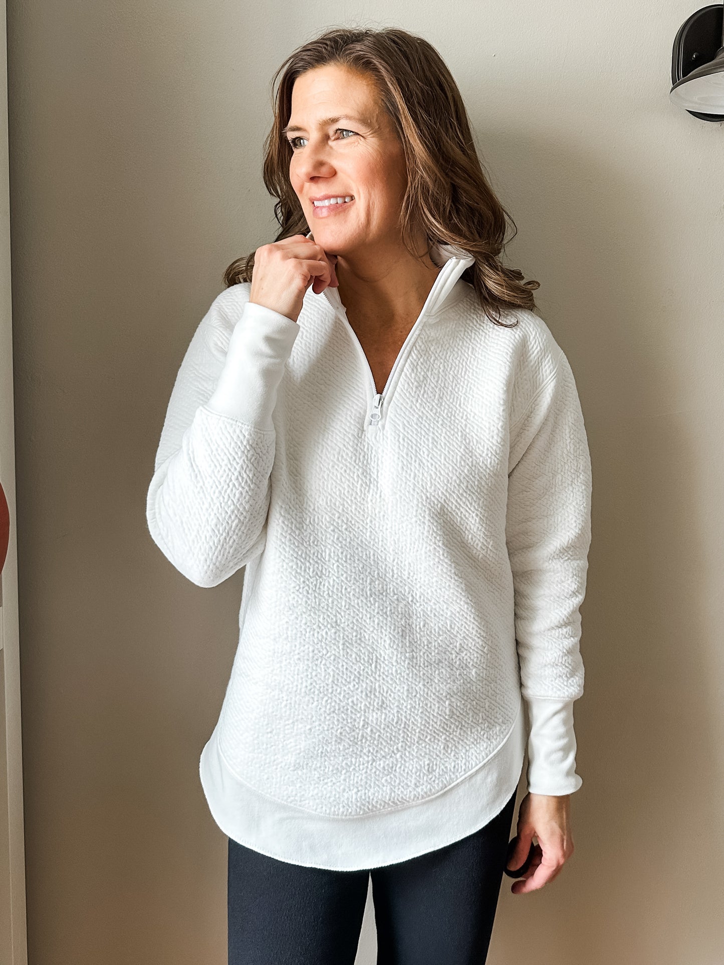 Quilted Half-Zip Mock Pullover