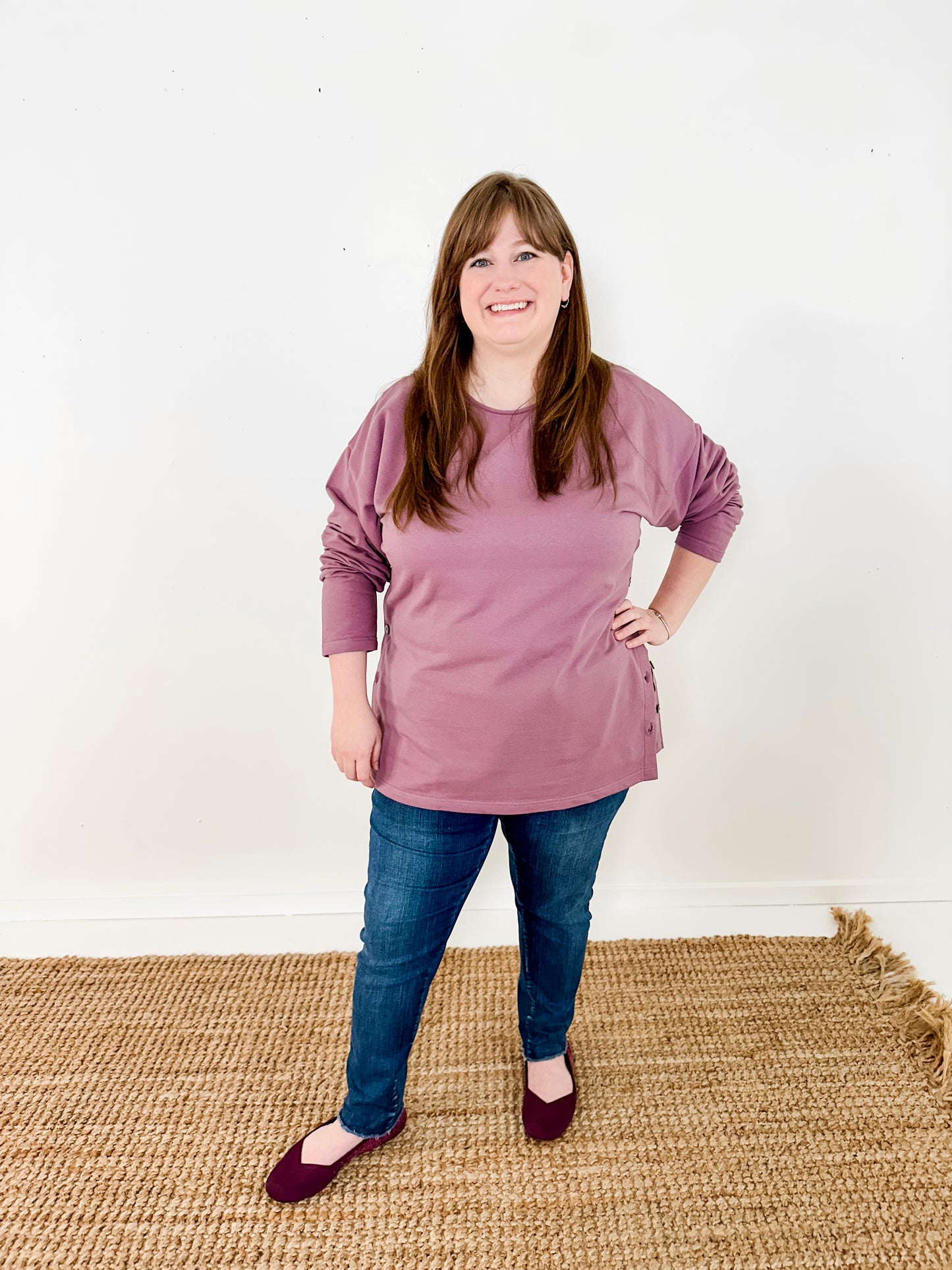 Side Button Terry Tunic