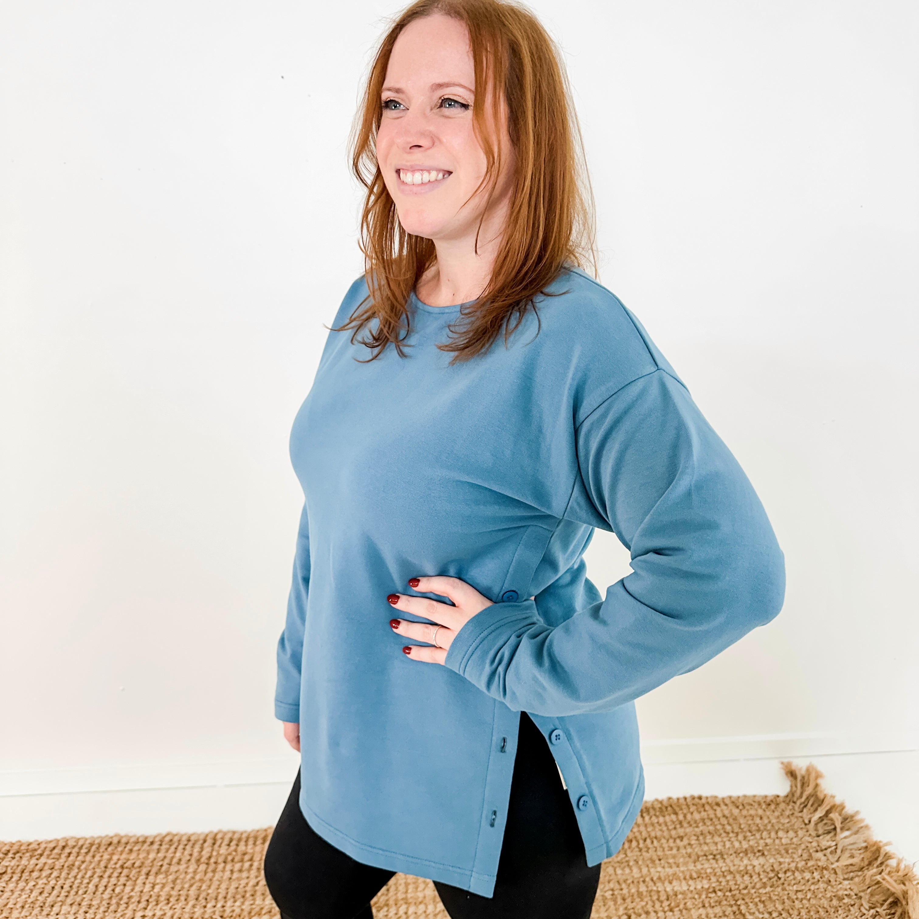 Side Button Terry Tunic