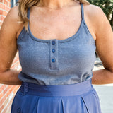 Cross Back Button Tank