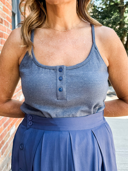 Cross Back Button Tank