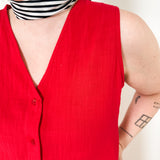 Sleeveless Button-Up Linen Dress