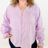 Pleated Button-Up Blouse