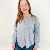 Pleated Button-Up Blouse