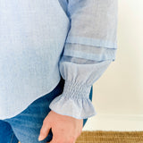 Pleated Button-Up Blouse