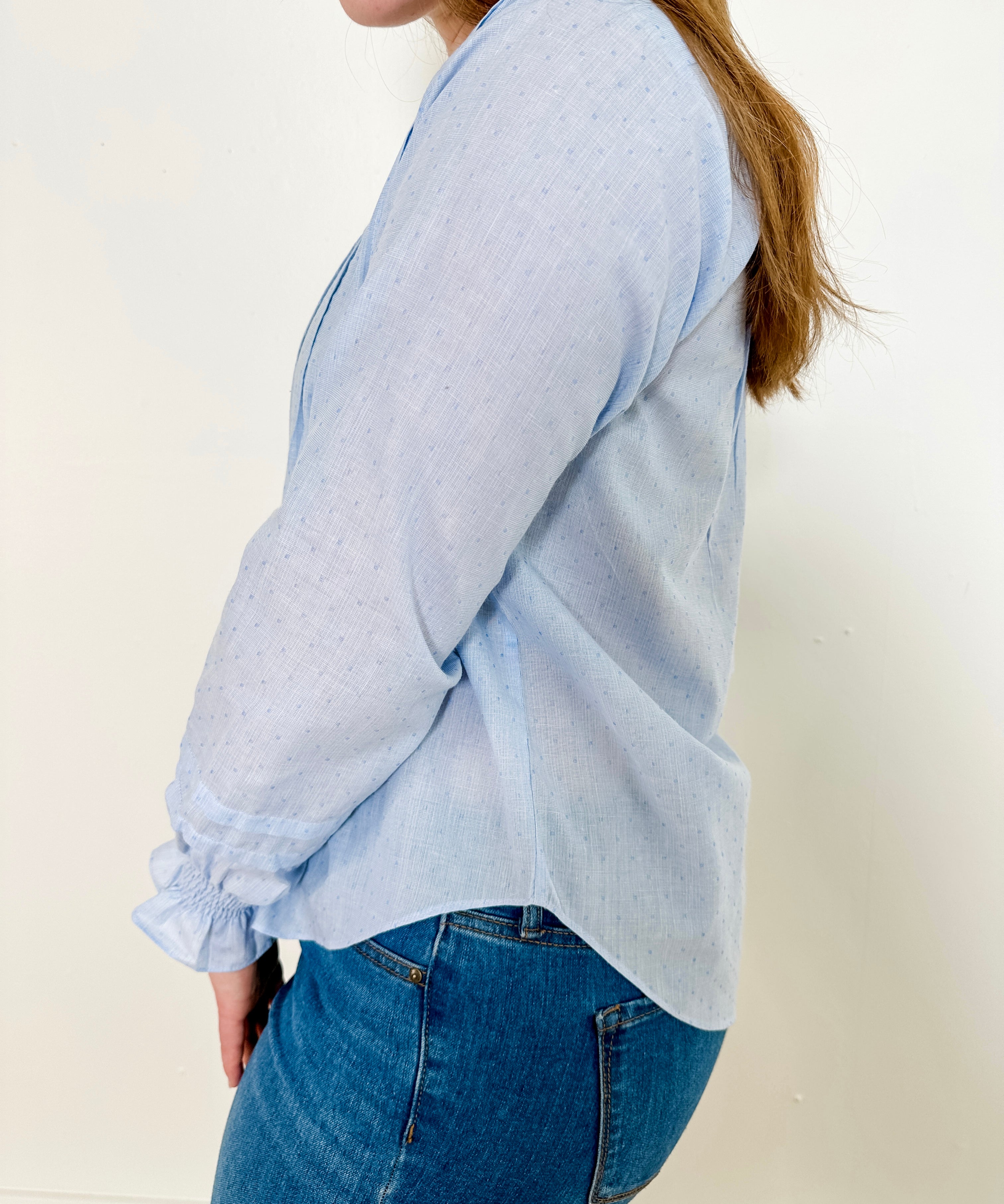 Pleated Button-Up Blouse