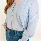 Pleated Button-Up Blouse