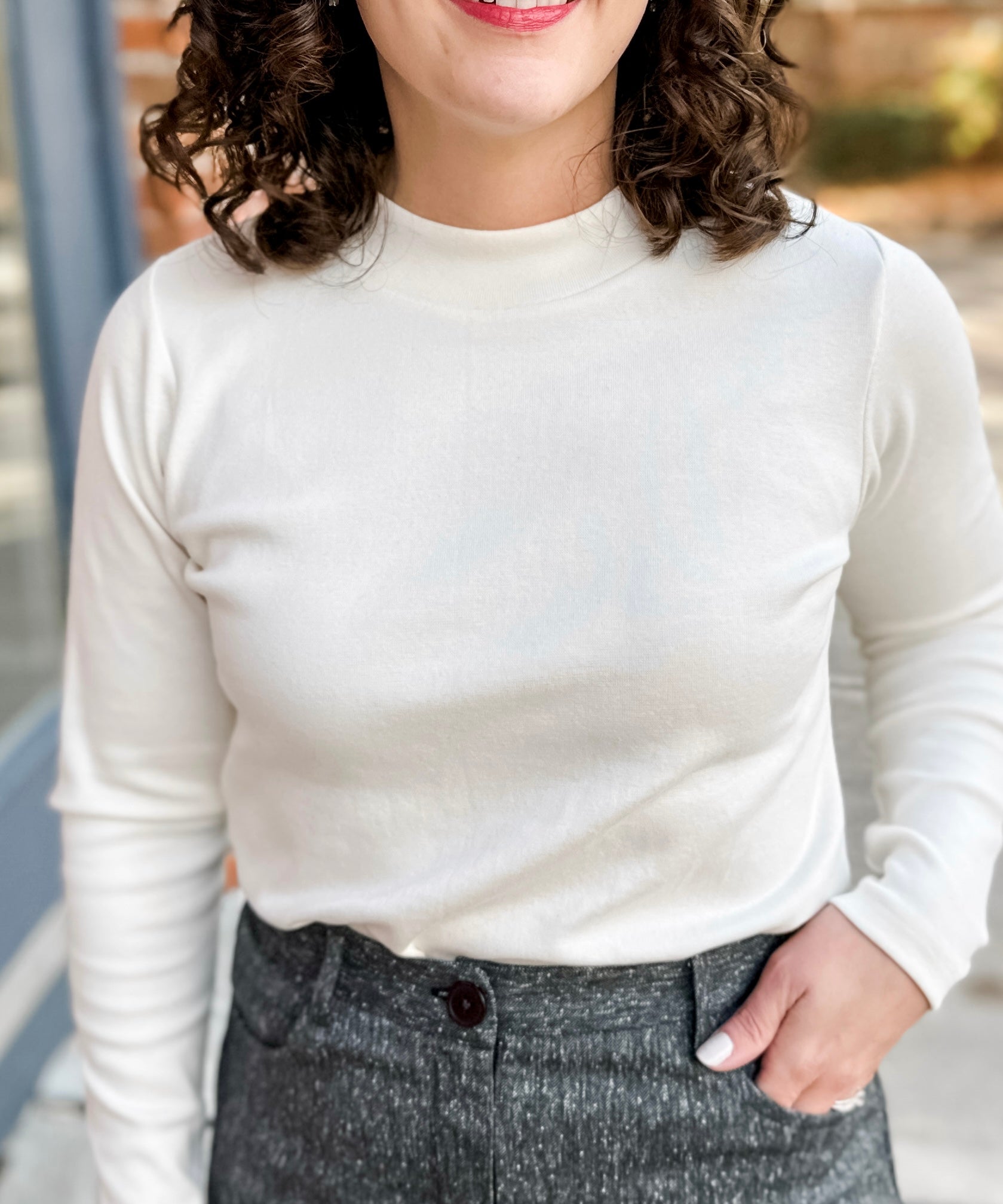 Long Sleeve Low Mock Top