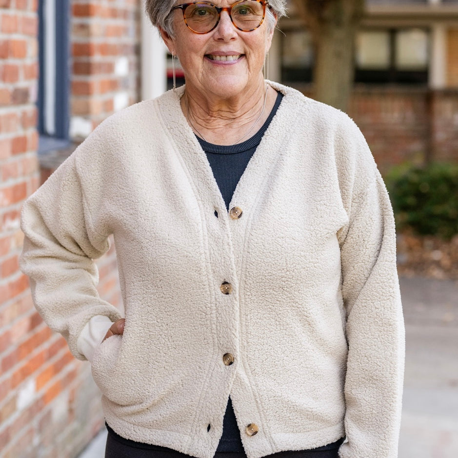 Sherpa Button-Front Cardigan