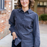 Brushed Corduroy Button-Up Blouse
