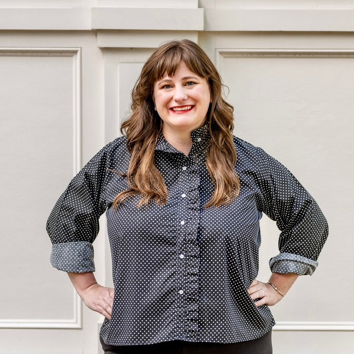 Ruffle Button-Front Blouse