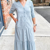 Button Front Tiered Dress