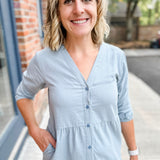 Button Front Tiered Dress