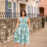 Jewel Button-Front Midi Dress