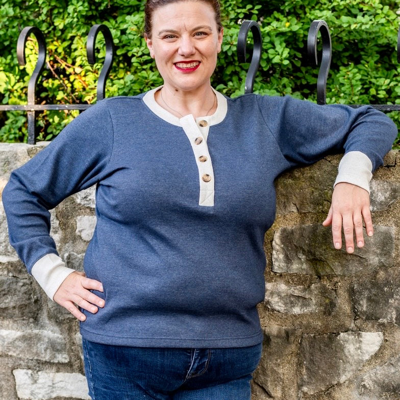 Contrasting Ribbed Henley