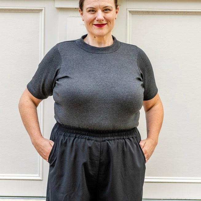 Elbow Sleeve Mock Neck