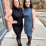 Soho Dress – Chic & Versatile Women’s Dress – Flattering Ruched Waist for All Sizes and Body Types – Short Draped Cowl Mock Neckline for a Sophisticated Look – Made from Soft Surplus 100% Cotton Knit 1x1 Fabric – Medium Weight with Light Stretch for Smooth, Comfortable Wear – Sleeveless Design with Cuff Trim – Tidy Back Zipper for Easy Styling – Available in 4 Colors: black, Sizes XS-3X – Perfect to Pair with a Cardigan, Sherpa Jacket, or Knit Blazer – effortless and stylish.