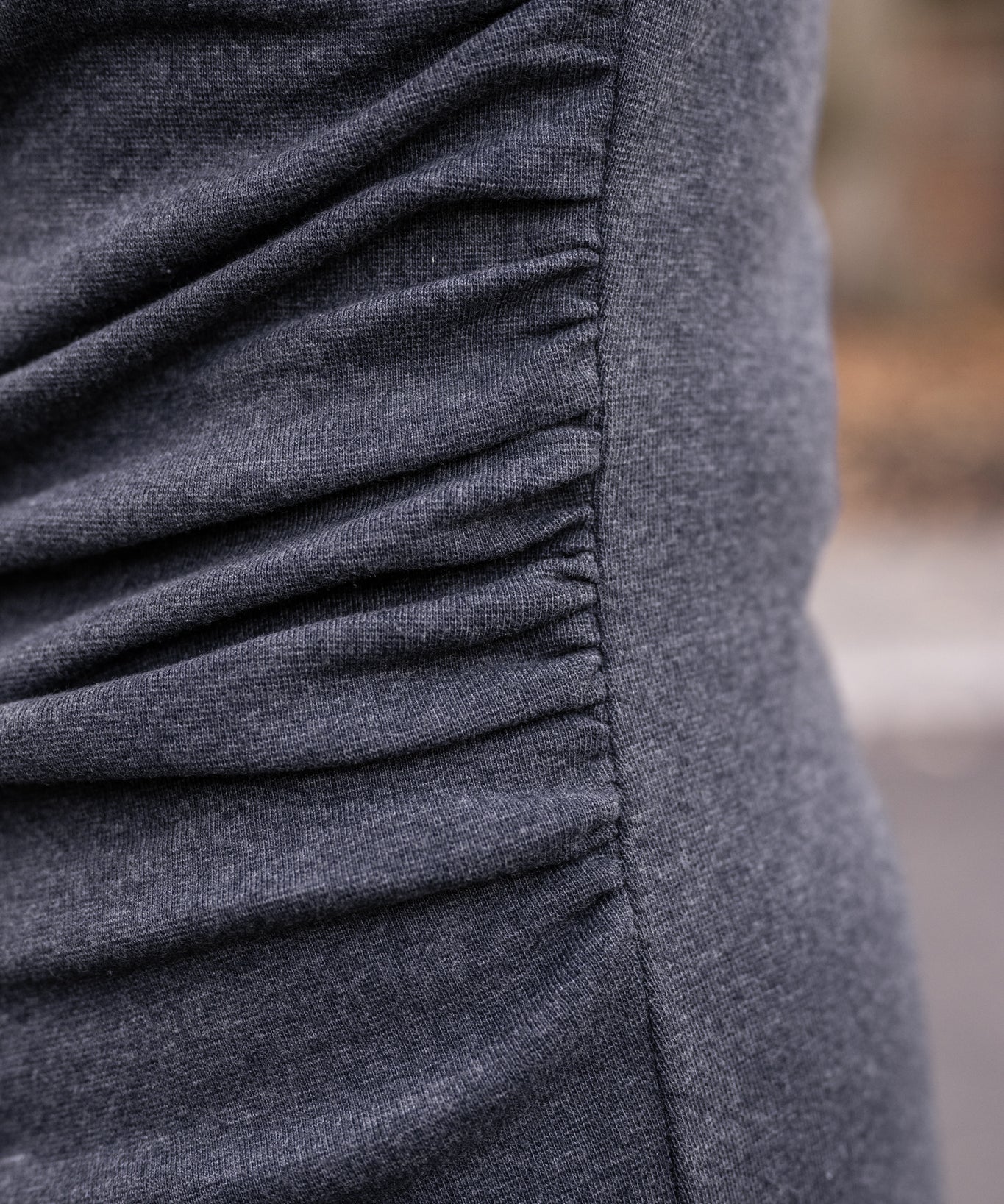 Soho Dress – Chic & Versatile Women’s Dress – Flattering Ruched Waist for All Sizes and Body Types – Short Draped Cowl Mock Neckline for a Sophisticated Look – Made from Soft Surplus 100% Cotton Knit 1x1 Fabric – Medium Weight with Light Stretch for Smooth, Comfortable Wear – Sleeveless Design with Cuff Trim – Tidy Back Zipper for Easy Styling – Available in 4 Colors: Charcoal, Sizes XS-3X – Perfect to Pair with a Cardigan, Sherpa Jacket, or Knit Blazer – effortless and stylish.