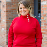 Button Mock Neck Pull-Over