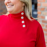 Button Mock Neck Pull-Over