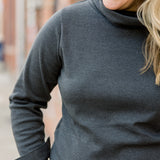 Ponte II Long Sleeve Mock Neck with Cuff and Pant - Charcoal