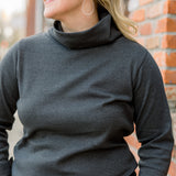 Ponte II Long Sleeve Mock Neck with Cuff and Pant - Charcoal