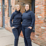 Ponte II Long Sleeve Mock Neck with Cuff and Pant - Navy