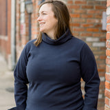 Ponte II Long Sleeve Mock Neck with Cuff and Pant - Navy