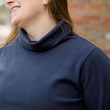 Ponte II Long Sleeve Mock Neck with Cuff and Pant - Navy