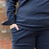 Ponte II Long Sleeve Mock Neck with Cuff and Pant - Navy