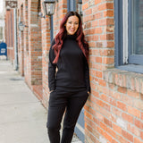 Ponte II Long Sleeve Mock Neck with Cuff and Pant - Black