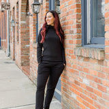 Ponte II Long Sleeve Mock Neck with Cuff and Pant - Black