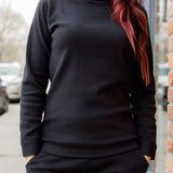 Ponte II Long Sleeve Mock Neck with Cuff and Pant - Black