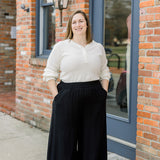 Waffle V-Neck Henley - Ivory