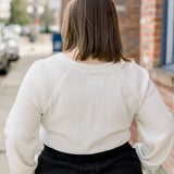 Waffle V-Neck Henley - Ivory