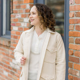 Waffle V-Neck Henley - Ivory