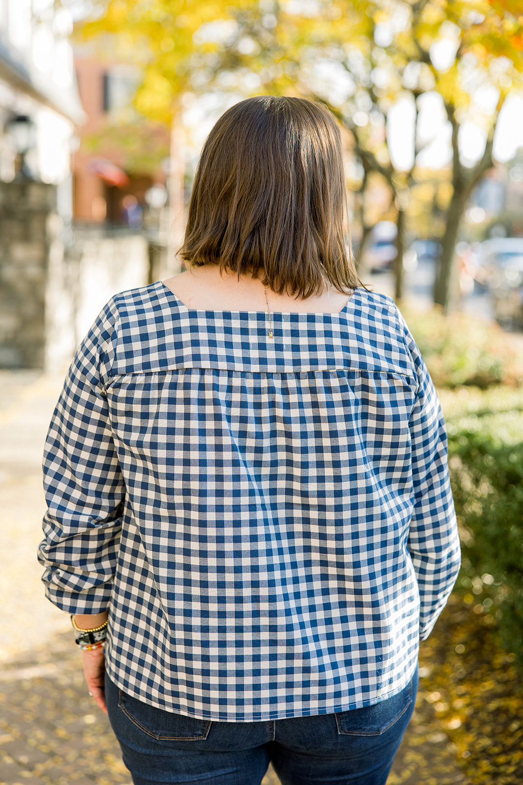 Long Sleeve Woven Square Neck Top