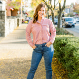 Ruffle Button-Front Blouse