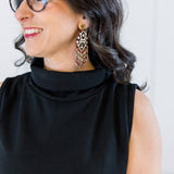 Ponte Sleeveless Mock Neck and Pant- Black