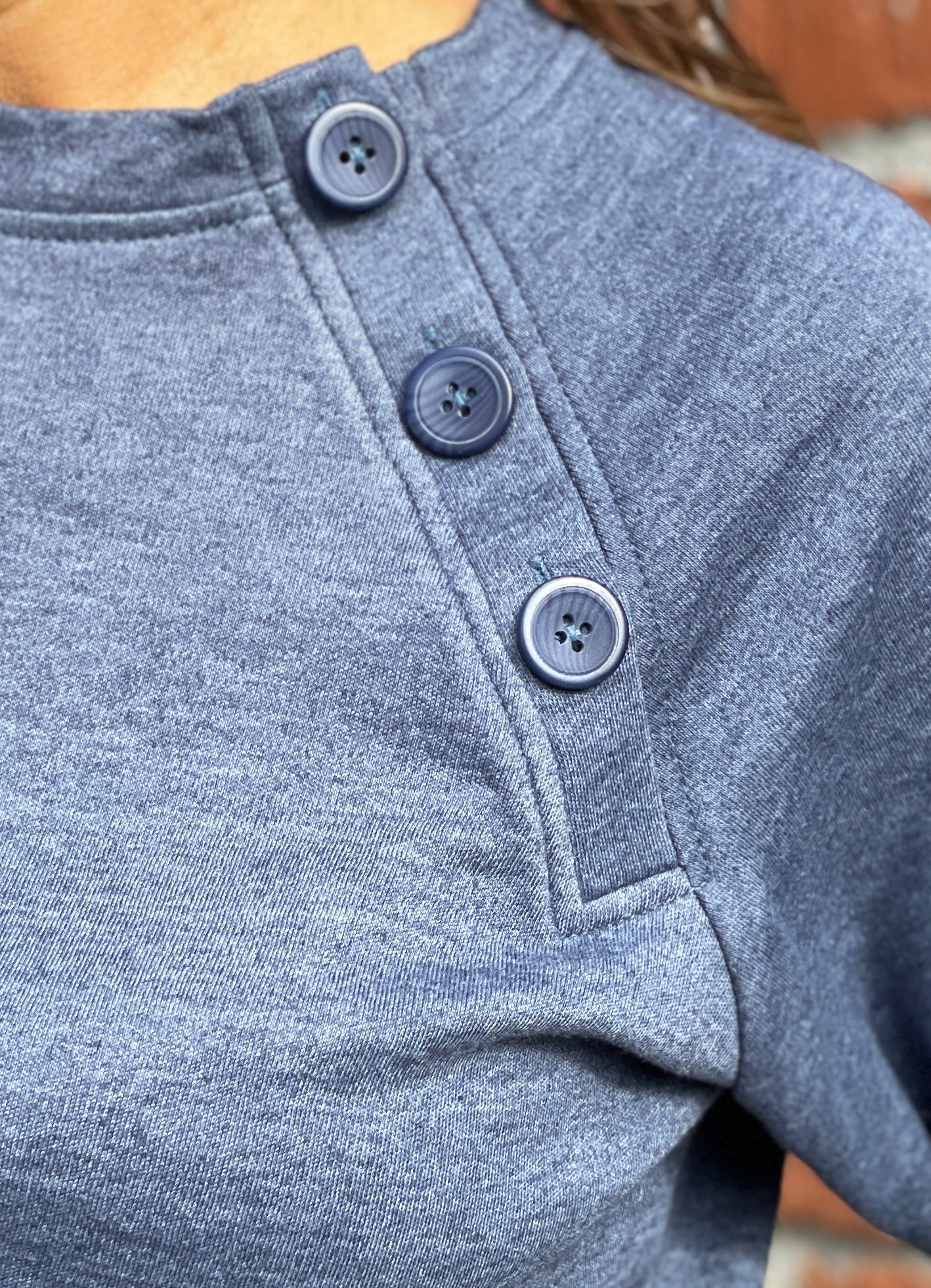Button Crew Neck Pull-Over