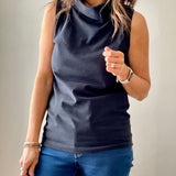 Sleeveless Mock Neck - Black