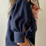 V-Neck Knit Bow Sleeve Top