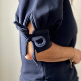 V-Neck Knit Bow Sleeve Top